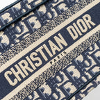 DIOR MINI BOOK TOTE BLUE OBLIQUE EMBROIDERY