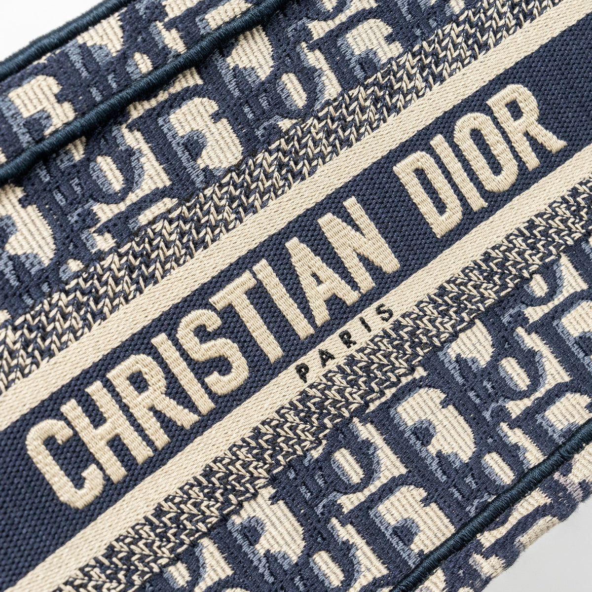 DIOR MINI BOOK TOTE BLUE OBLIQUE EMBROIDERY