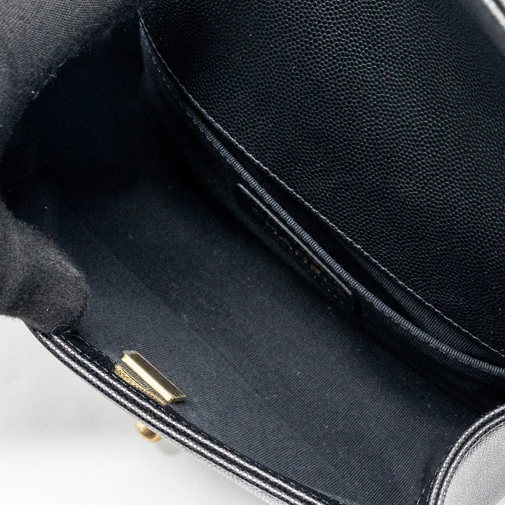 CHANEL SMALL BOY BAG CAVIAR BLACK GHW(MICROCHIP)