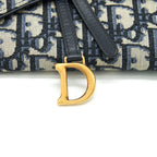 DIOR OBLIQUE JACQUARD SADDLE WALLET WITH CHAIN