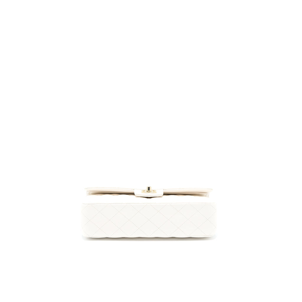 CHANEL MEDIUM CLASSIC DOUBLE FLAP BAG CAVIAR WHITE LGHW
