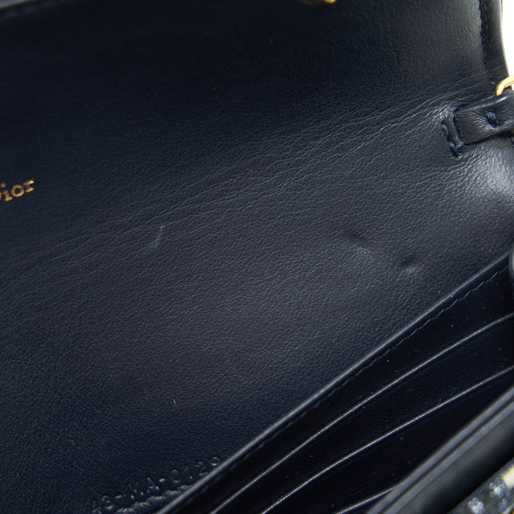DIOR OBLIQUE JACQUARD SADDLE WALLET WITH CHAIN
