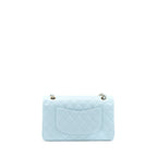 CHANEL MEDIUM CLASSIC DOUBLE FLAP BAG CAVIAR LIGHT BLUE LGHW (MICROCHIP)