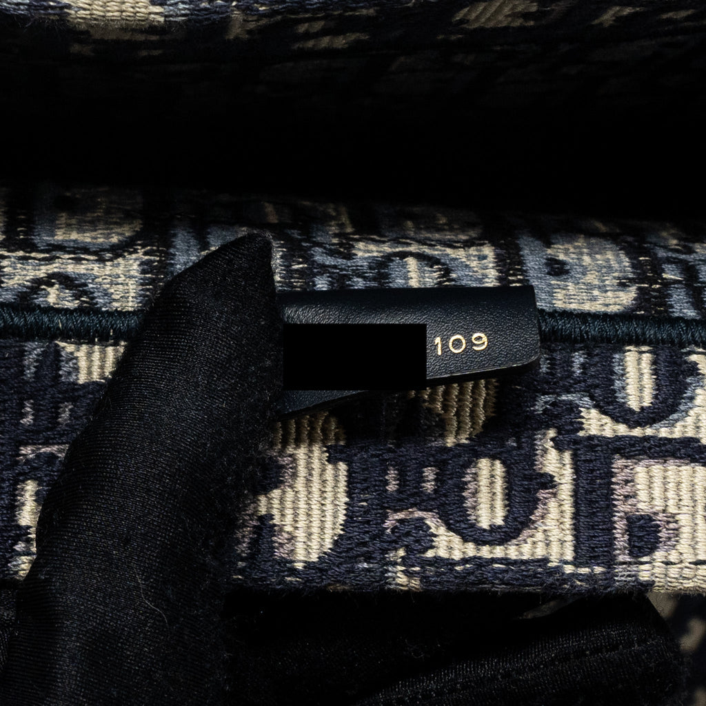 DIOR LARGE BOOK TOTE BLUE DIOR OBLIQUE EMBROIDERY