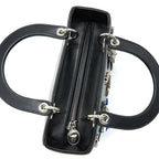 DIOR MEDIUM LADY DIOR LIMITED EDITION LAMBSKIN BLACK/MULTICOLOR SHW
