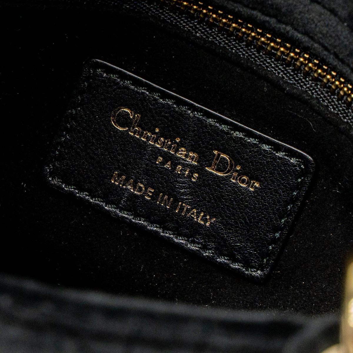 DIOR MINI LADY DIOR VELVET BLACK LGHW