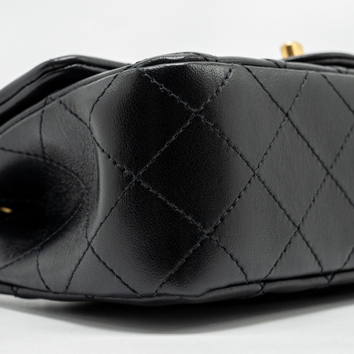 CHANEL 24K PEARL CRUSH MINI RECTANGULAR FLAP BAG SHINY LAMBSKIN BLACK GHW (MICROCHIP)