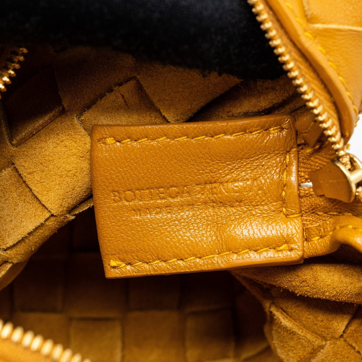 BOTTEGA VENETA MINI LOOP CAMERA BAG LAMBSKIN CARAMEL GHW