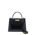 Hermes Vintage Kelly 28 Box Black GHW Stamp Circle R