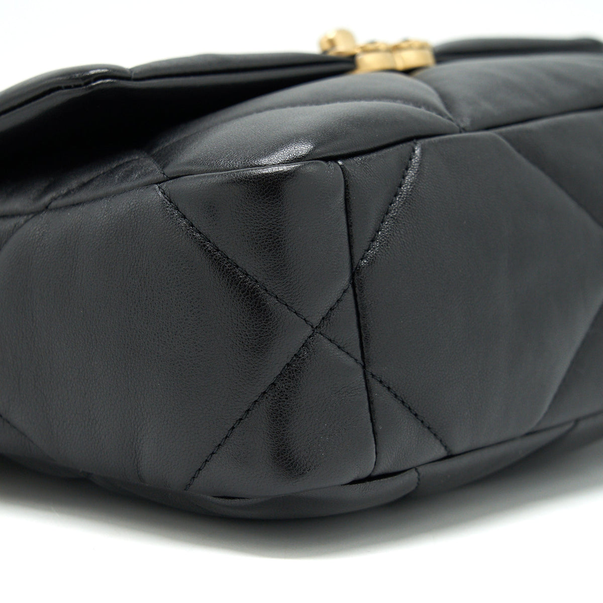 CHANEL 19 FLAP BAG SMALL LAMBSKIN BLACK GOLD/SLIVER HARDWARE