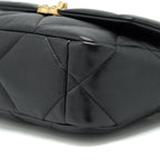 CHANEL 19 FLAP BAG SMALL LAMBSKIN BLACK GOLD/SLIVER HARDWARE