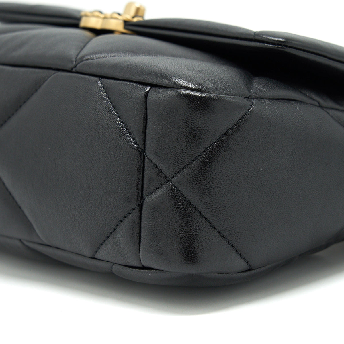 CHANEL 19 FLAP BAG SMALL LAMBSKIN BLACK GOLD/SLIVER HARDWARE