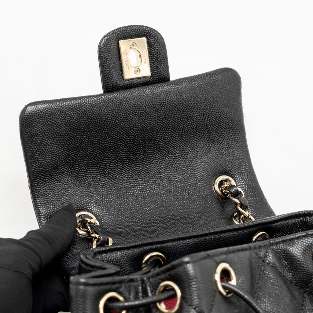 Chanel Mini Urban Spirit Backpack Caviar Black LGHW (Microchip)
