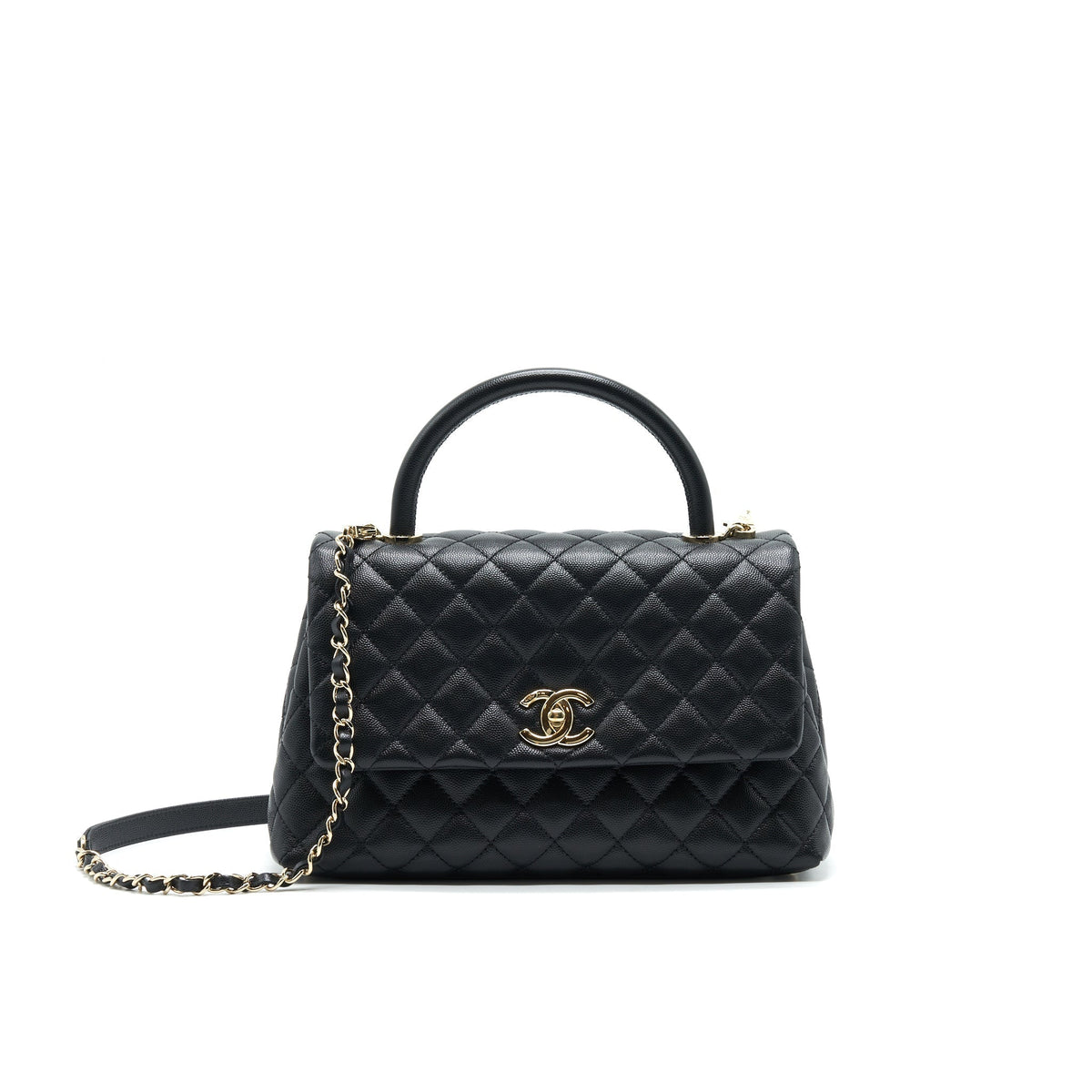 CHANEL SMALL COCO HANDLE FLAP BAG CAVIAR BLACK LGHW
