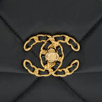 CHANEL 19 FLAP BAG SMALL LAMBSKIN BLACK GOLD/SLIVER HARDWARE