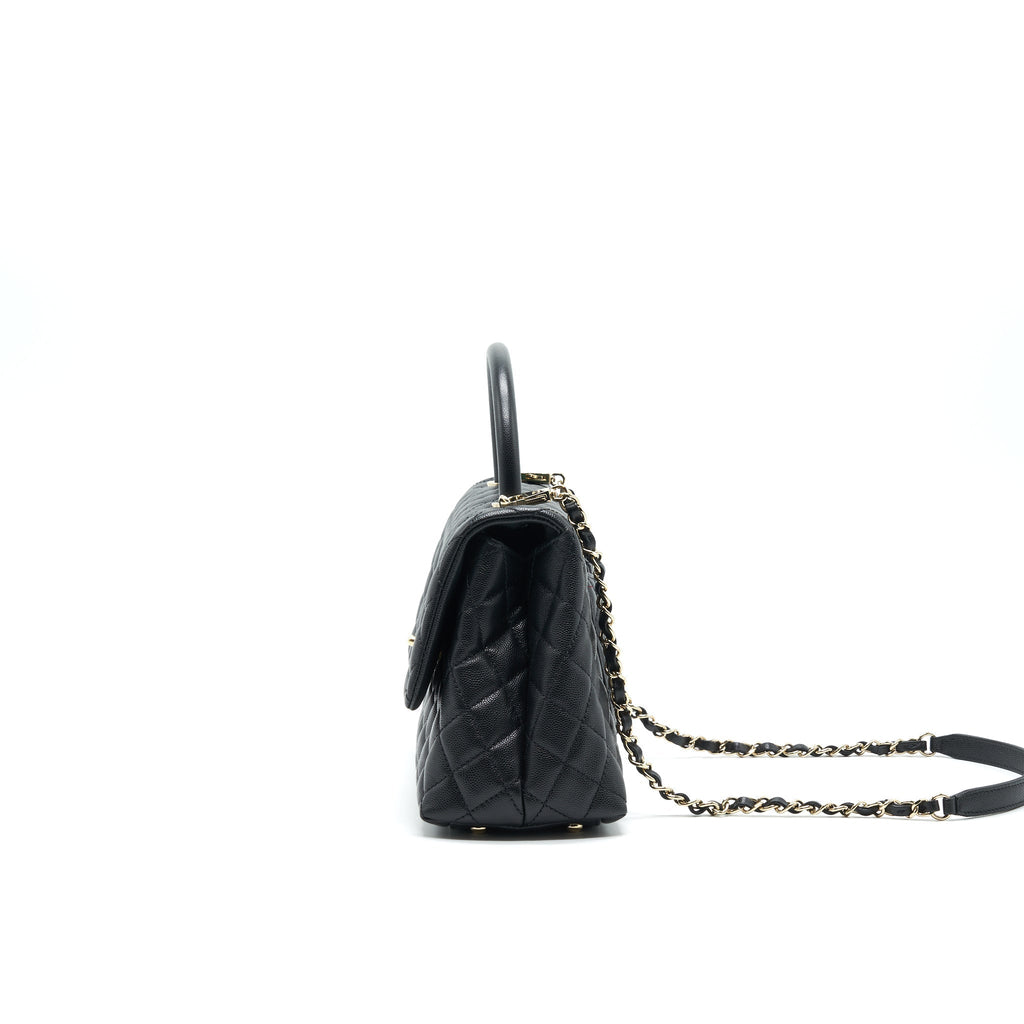 CHANEL SMALL COCO HANDLE FLAP BAG CAVIAR BLACK LGHW