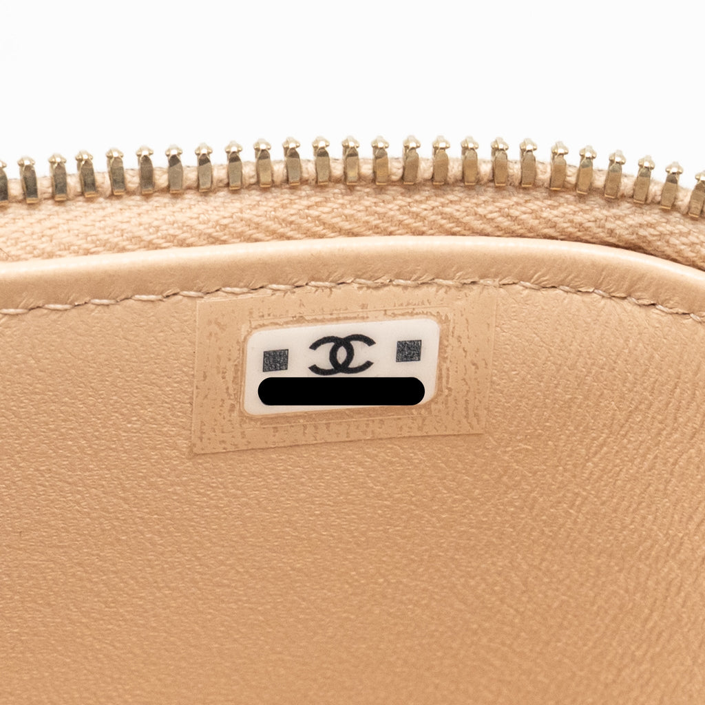Chanel Top Handle Long Vanity Case Lambskin Beige Pink LGHW (Microchip)