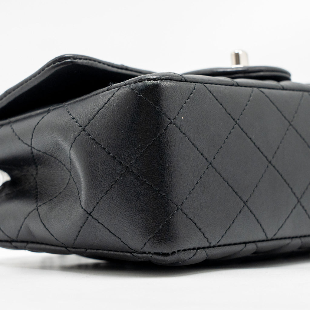 CHANEL MINI RECTANGULAR FLAP BAG LAMBSKIN BLACK SHW