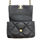 CHANEL 19 FLAP BAG SMALL LAMBSKIN BLACK GOLD/SLIVER HARDWARE
