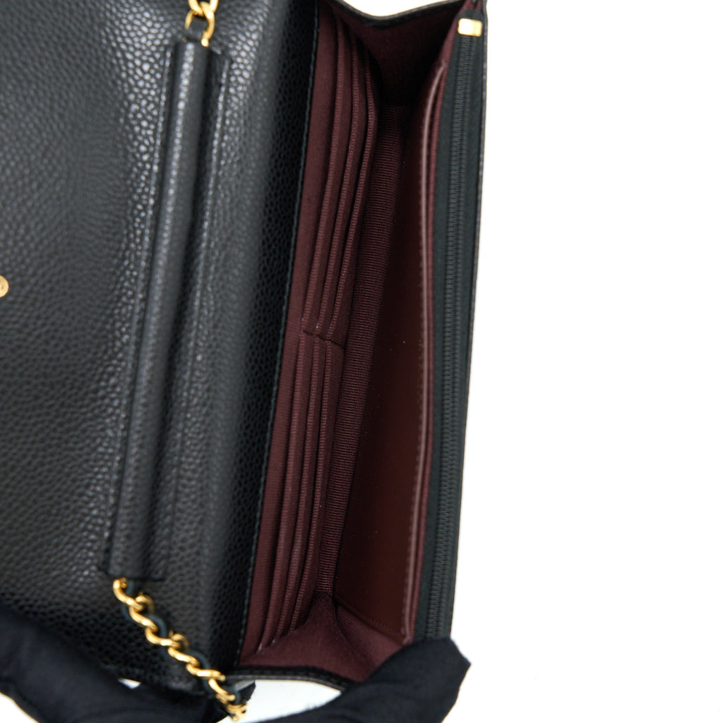 CHANEL CLASSIC WALLET ON CHAIN CAVIAR BLACK GHW (MICROCHIP)