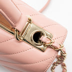 CHANEL CHEVRON TRENDY CC TOP HANDLE FLAP BAG LAMBSKIN LIGHT PINK LGHW