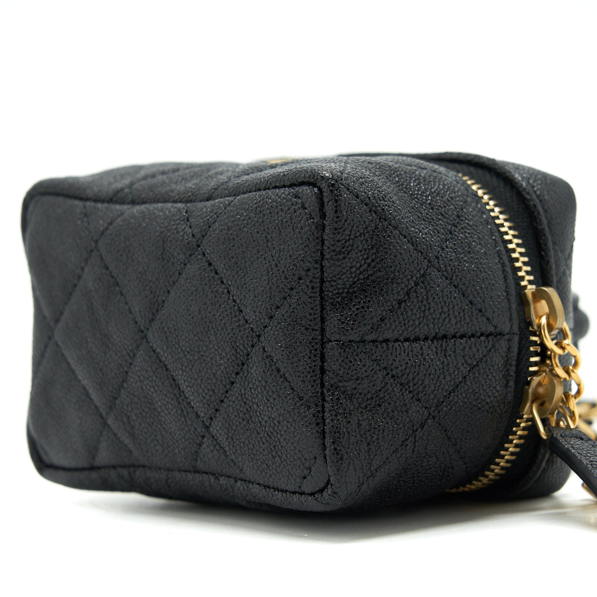 CHANEL TOP HANDLE MINI ZIPPER SOFT VANITY WITH CHAIN CAVIAR BLACK GHW