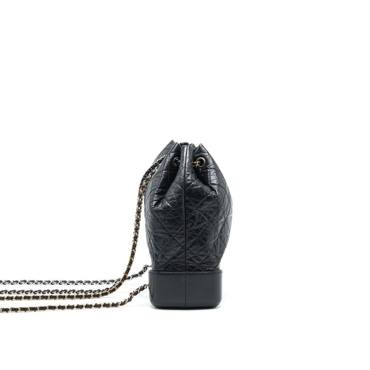 CHANEL GABRIELLE BACKPACK AGED CALFSKIN/ SMOOTH CALFSKIN BLACK RUTHENIUM HARDWARE