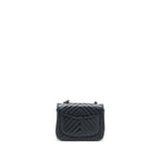 CHANEL MINI SQUARE FLAP BAG CHEVRON LAMBSKIN BLACK LGHW