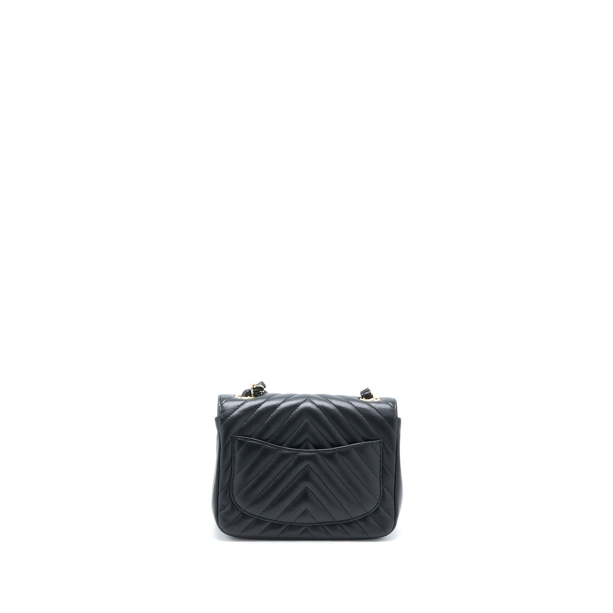 CHANEL MINI SQUARE FLAP BAG CHEVRON LAMBSKIN BLACK LGHW