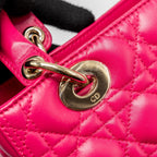 DIOR MEDIUM LADY DIOR LAMBSKIN PINK LGHW