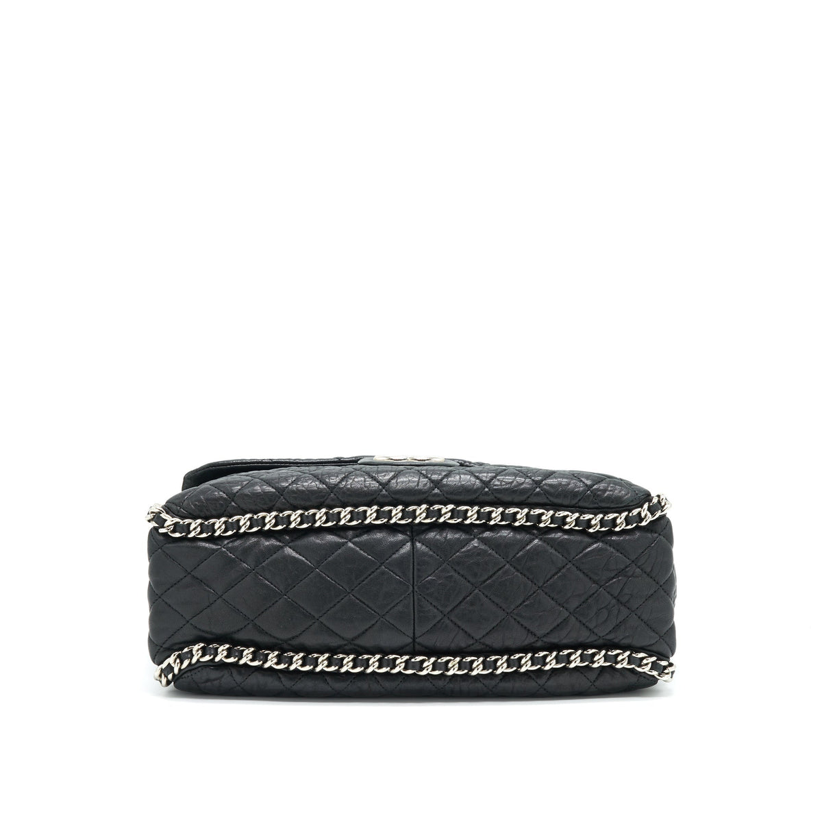 CHANEL QUILTED LEATHER WITH CHAIN SHOULDER BAG XL BLACK SHW