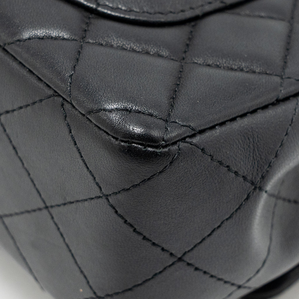 CHANEL MINI RECTANGULAR FLAP BAG LAMBSKIN BLACK SHW