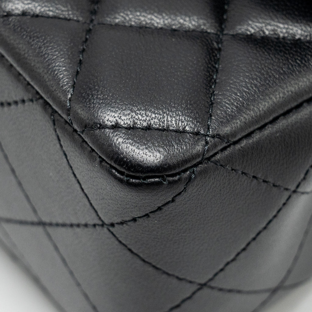 CHANEL MINI RECTANGULAR FLAP BAG LAMBSKIN BLACK LGHW (MICROCHIP)
