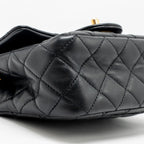 CHANEL PEARL CRUSH MINI SQUARE FLAP BAG LAMBSKIN BLACK GHW (MICROCHIP)