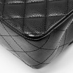 CHANEL MEDIUM CLASSIC DOUBLE FLAP BAG CAVIAR BLACK SHW (MICROCHIP)