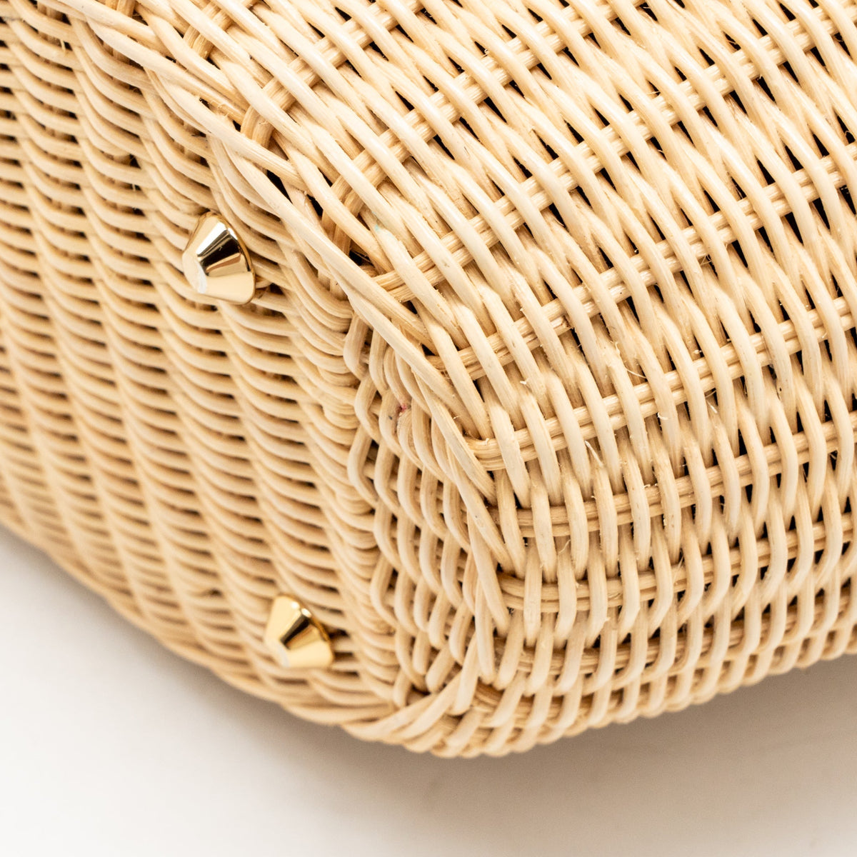Prada Wicker Shopping Bag Canvas/Woven Tan/Black GHW