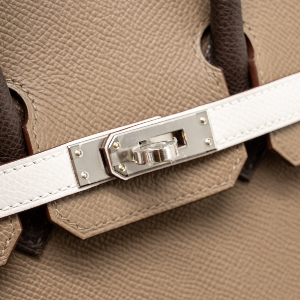 Hermes birkin 25 Epsom etoupe / gris pale / ebene SHW