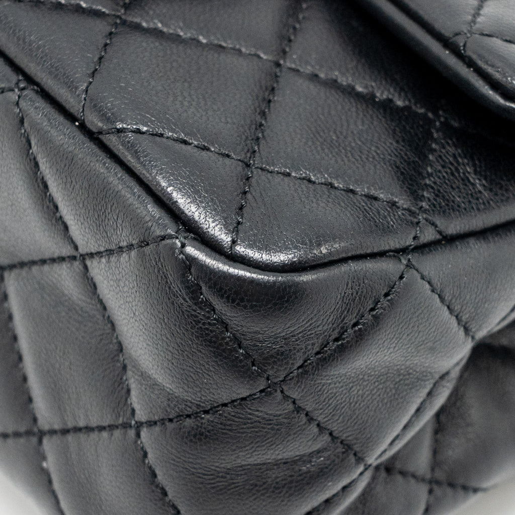 CHANEL PEARL CRUSH MINI SQUARE FLAP BAG LAMBSKIN BLACK GHW (MICROCHIP)