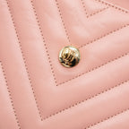 CHANEL CHEVRON TRENDY CC TOP HANDLE FLAP BAG LAMBSKIN LIGHT PINK LGHW