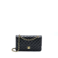 CHANEL MEDIUM CLASSIC DOUBLE FLAP BAG LAMBSKIN BLACK GHW