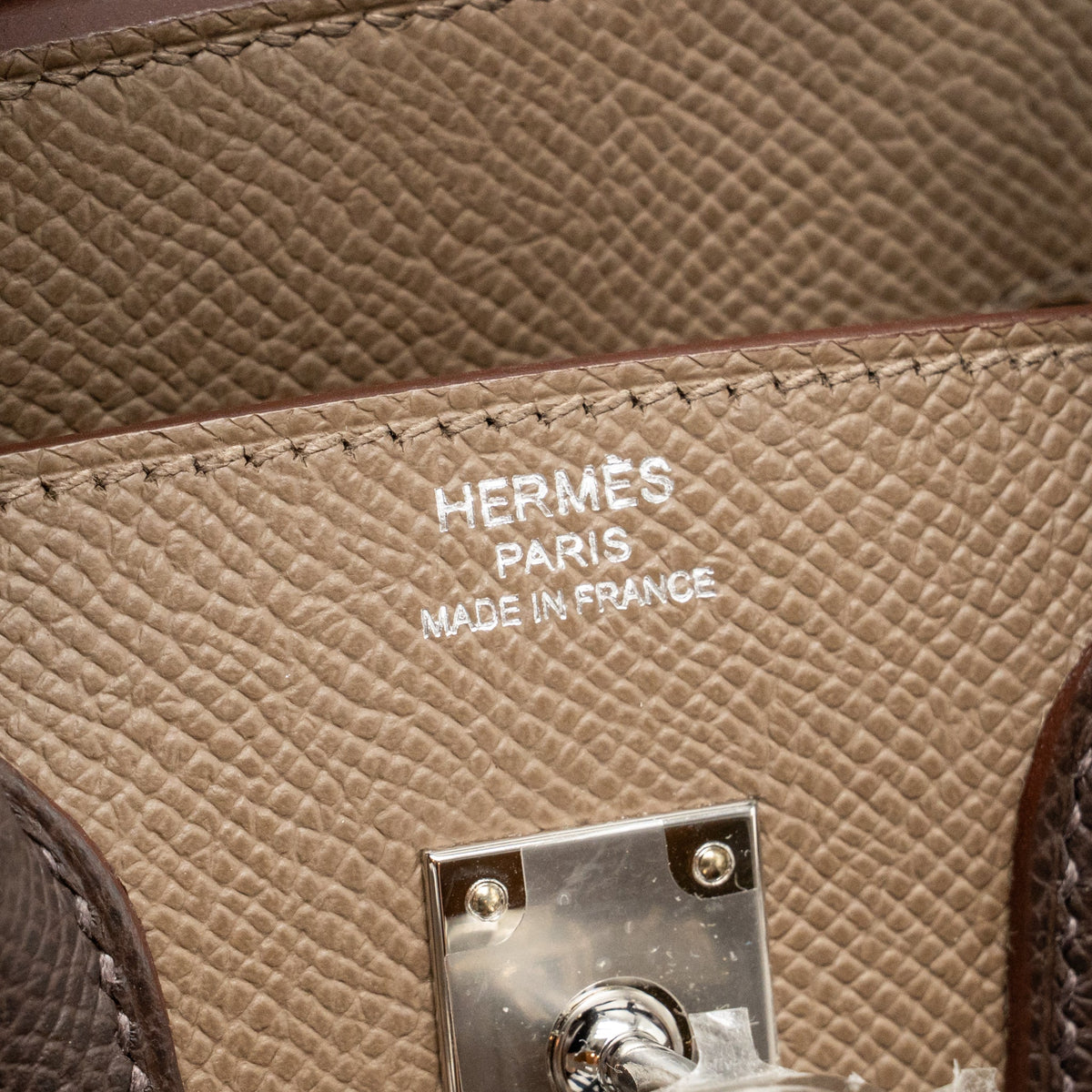 Hermes birkin 25 Epsom etoupe / gris pale / ebene SHW