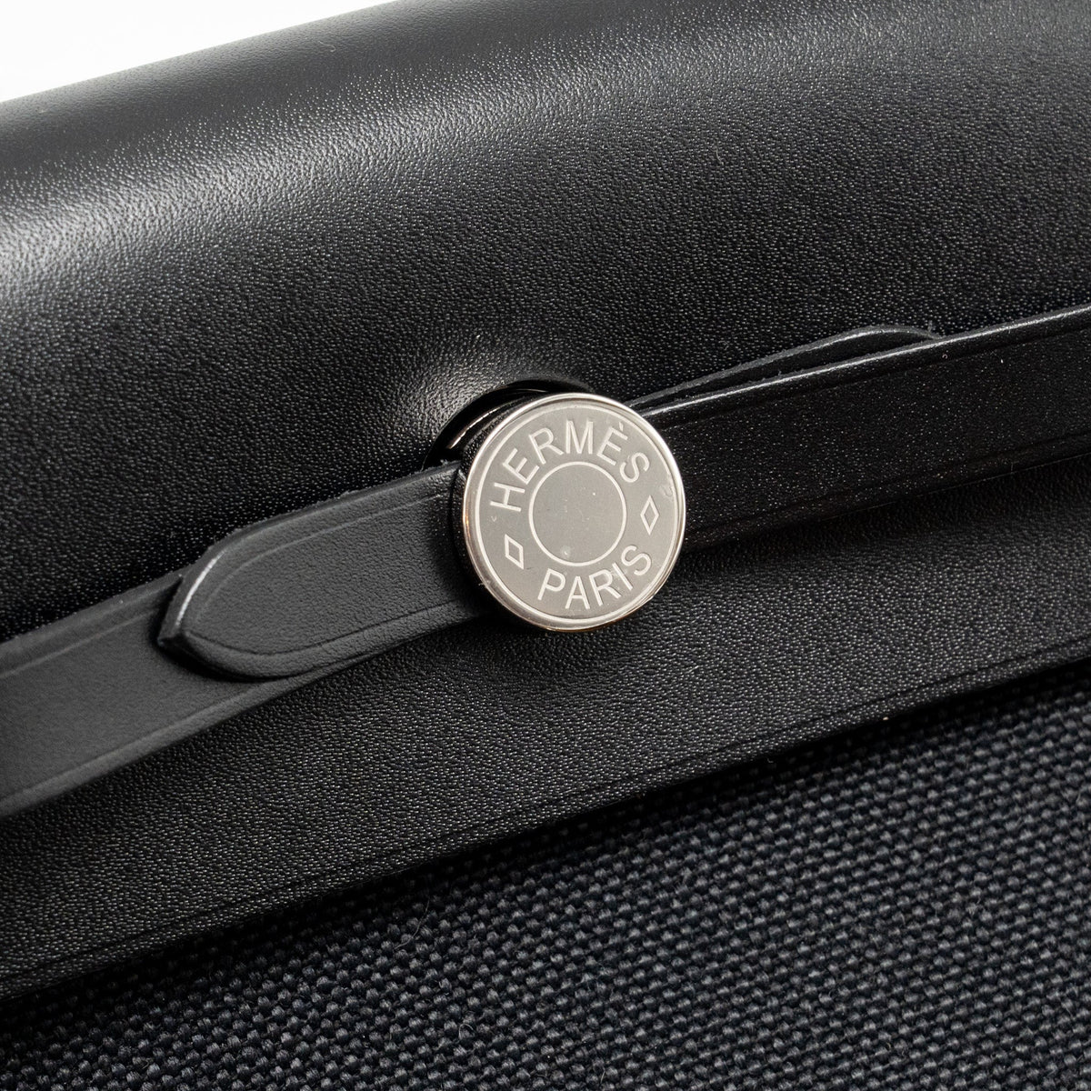 HERMES HERBAG MINI CANVAS/HUNTER LEATHER BLACK SHW