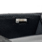 CHANEL MINI TOP HANDLE FLAP COIN PURSE WITH CHAIN LAMBSKIN BLACK LGHW