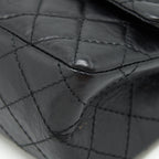 CHANEL 2.55 225 SMALL REISSUE DOUBLE FLAP BAG AGED CALFSKIN BLACK GHW