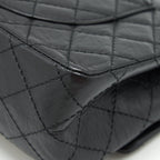 CHANEL 2.55 225 SMALL REISSUE DOUBLE FLAP BAG AGED CALFSKIN BLACK GHW