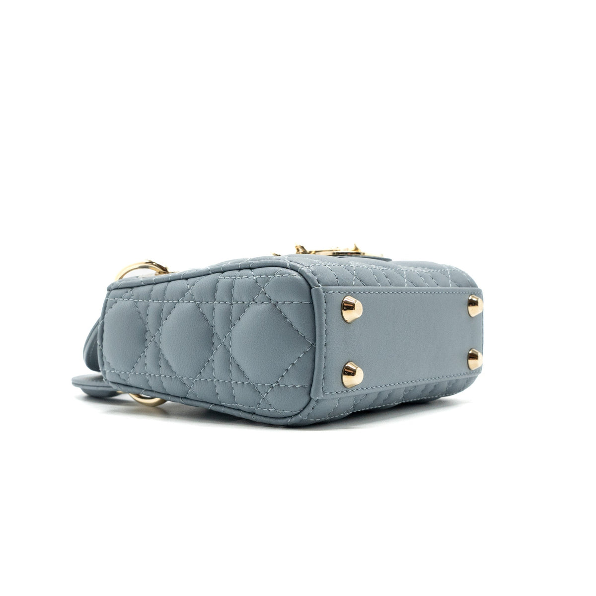 DIOR MICRO LADY DIOR BAG CANNAGE LAMBSKIN CLOUD BLUE LGHW