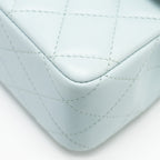 CHANEL TOP HANDLE MINI RECTANGULAR FLAP BAG LAMBSKIN LIGHT BLUE LGHW (MICROCHIP)