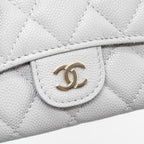 CHANEL CLASSIC FLAP CARD HOLDER CAVIAR LIGHT GREY LGHW