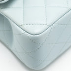 CHANEL TOP HANDLE MINI RECTANGULAR FLAP BAG LAMBSKIN LIGHT BLUE LGHW (MICROCHIP)