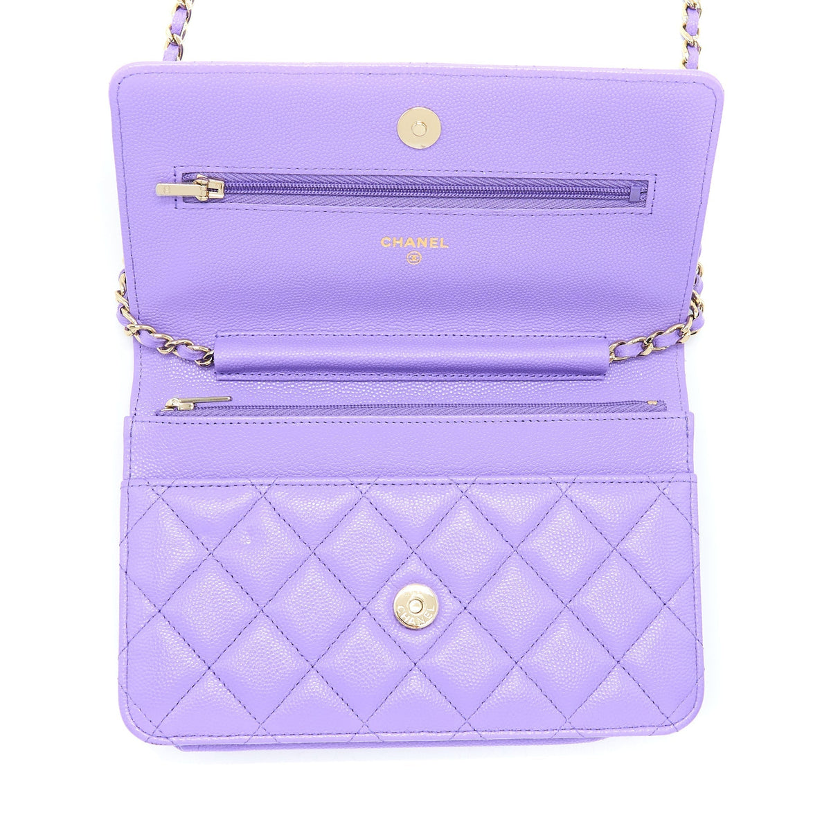 CHANEL CLASSIC WALLET ON CHAIN CAVIAR PURPLE LGHW
